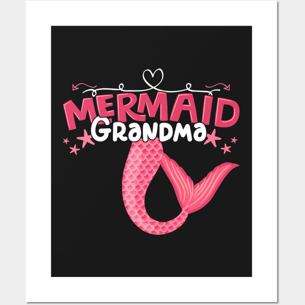 Mermaid Grandma - Girl Birthday Party Gift design Wall Art by theodoros20